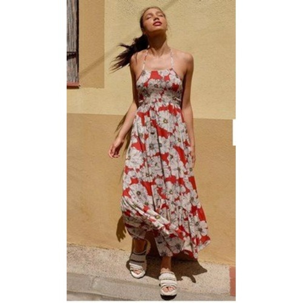 Free People Red Floral Maxi Dress